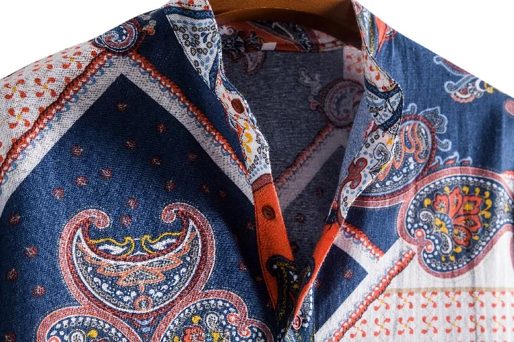 Костюм мужской из рубашки и шортов с принтом пейсли хипстерский комплект 2