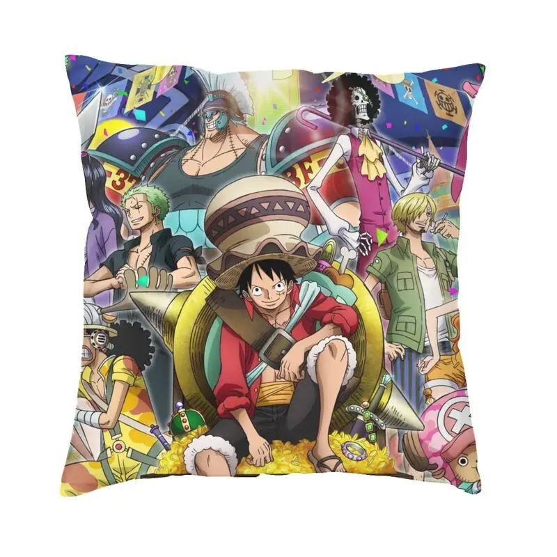 

Classic Anime One Piece Square Pillow Case Home Decorative Straw Hat Pirates Luffy Zoro Cushions Throw Pillow for Sofa