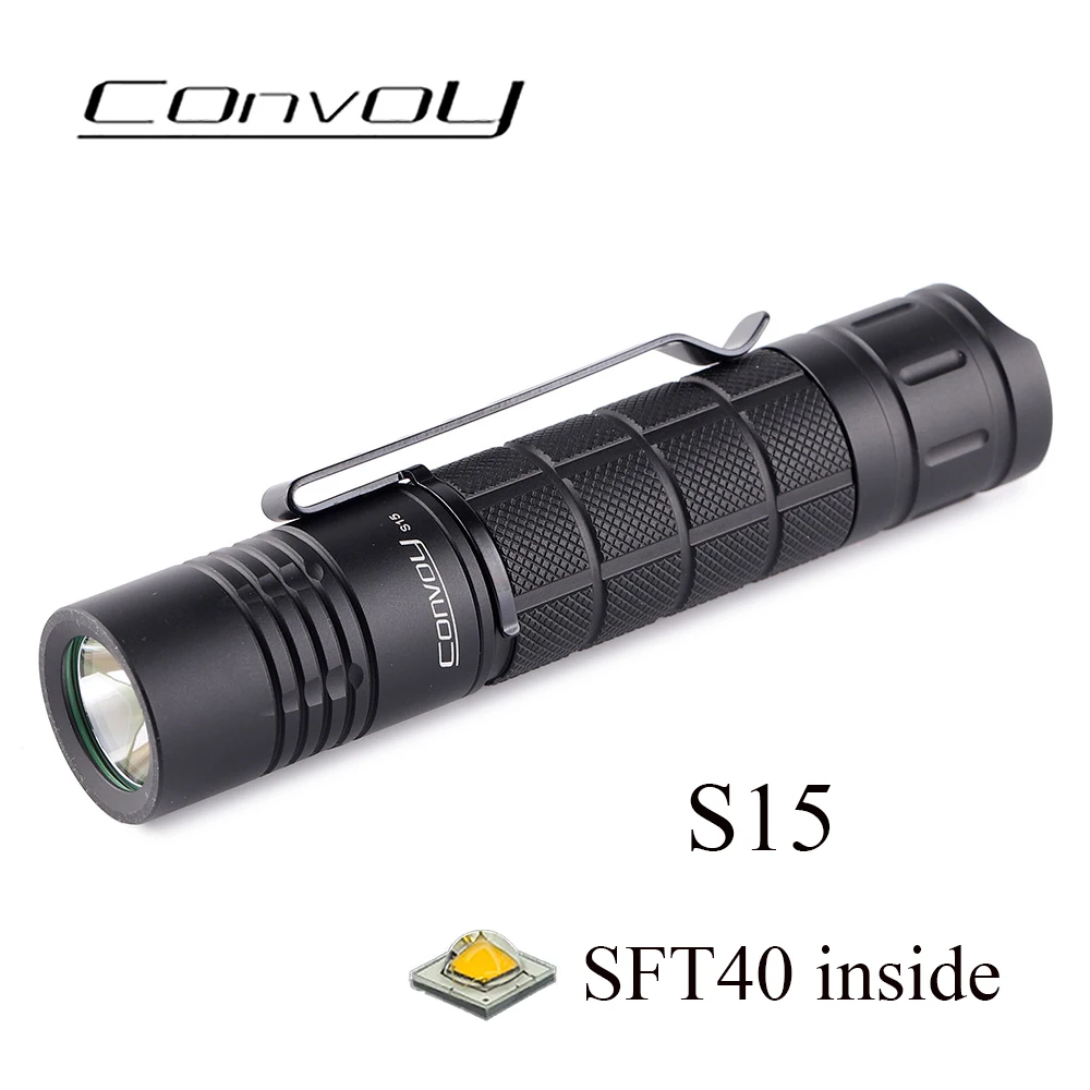

Фонарик Convoy S15 с фонариком SFT40, 4 режима, высокая мощность 18650, лм