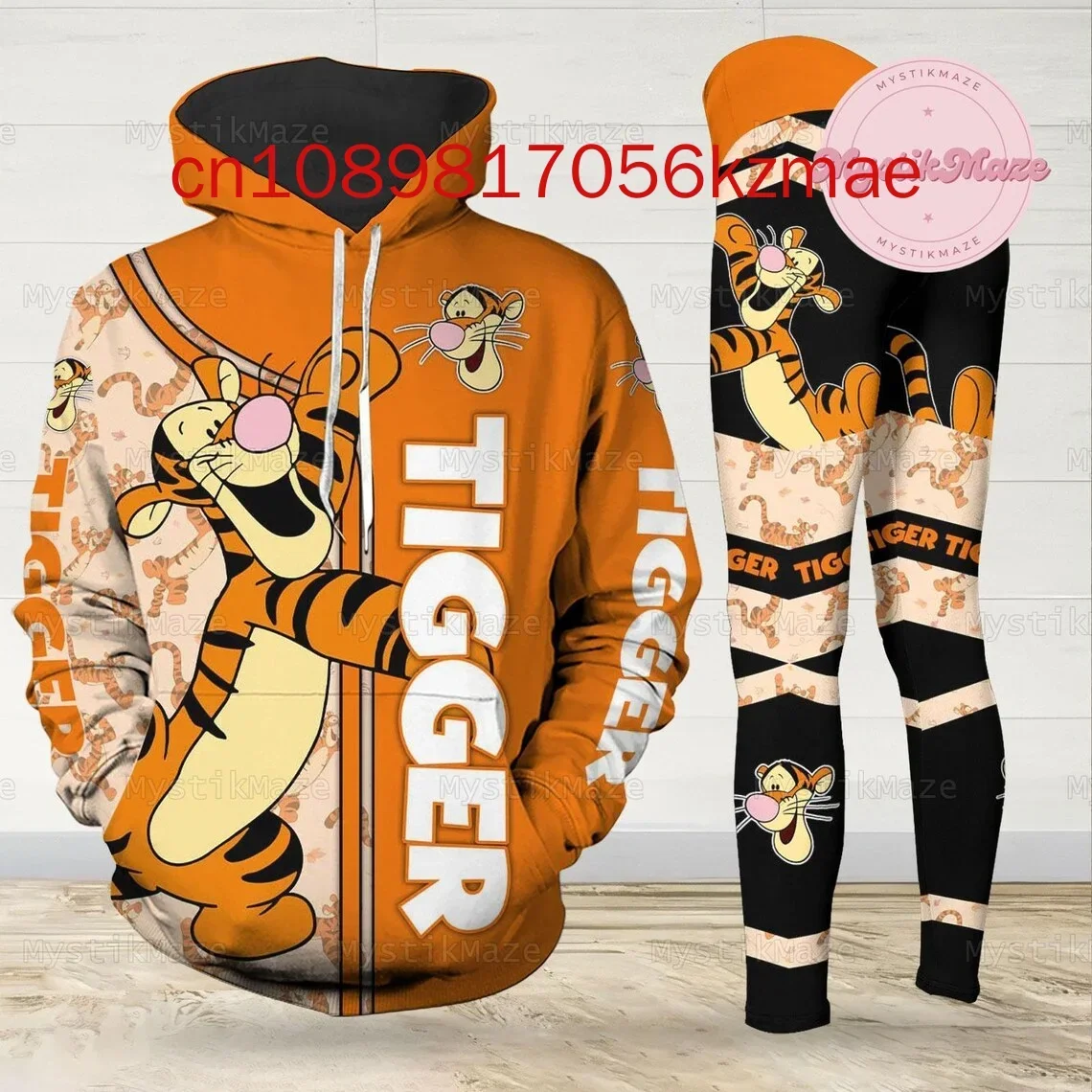 Disney Tigger 3D Толстовка Женская Леггинсы Для Йоги Комплект Микки Йога Спортивные