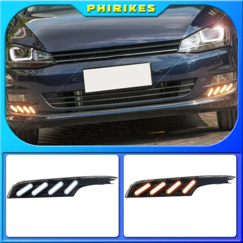 

2Pcs Daytime Running Bulb Turn Light High Brightness Heat Resistant Waterproof Reverse Connection Lights for VW Golf 7 2014-2016