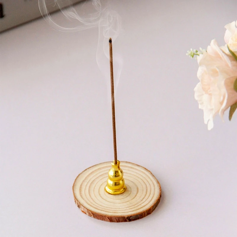 Retro Wooden Stick Incense Burner Round Incense Holder Cone Ash Catcher for Indoor Outdoor Use Yoga Teahouse Home Decoration