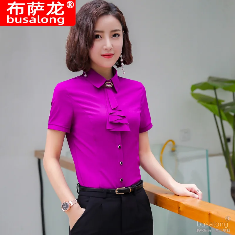

Summer Short Sleeve Shirt Women's OL Business Suit Slim-Fitting Iron-Free Work Clothes Business Formal Wear Temperament Commute