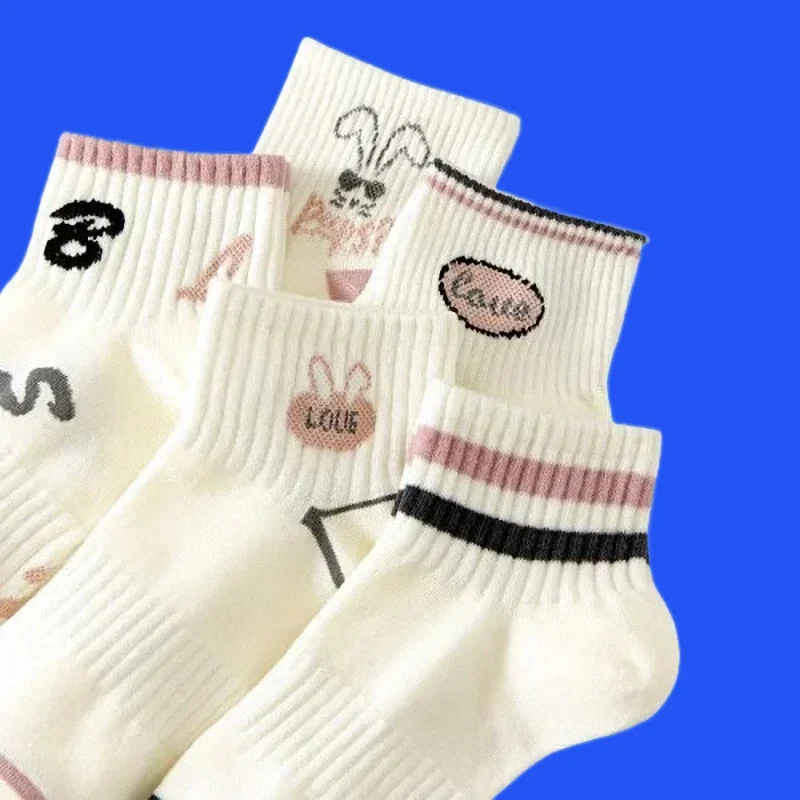 5/10 пар женские спортивные носки розовые модные розовый кролик хлопковые с