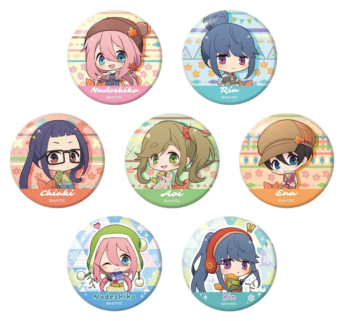 

8pcs/1lot Anime Virtual Camp Yuru Camp Rin Nade Shiko Badge Figure Badges Round Brooch Pin Gifts Kids Toy 3650