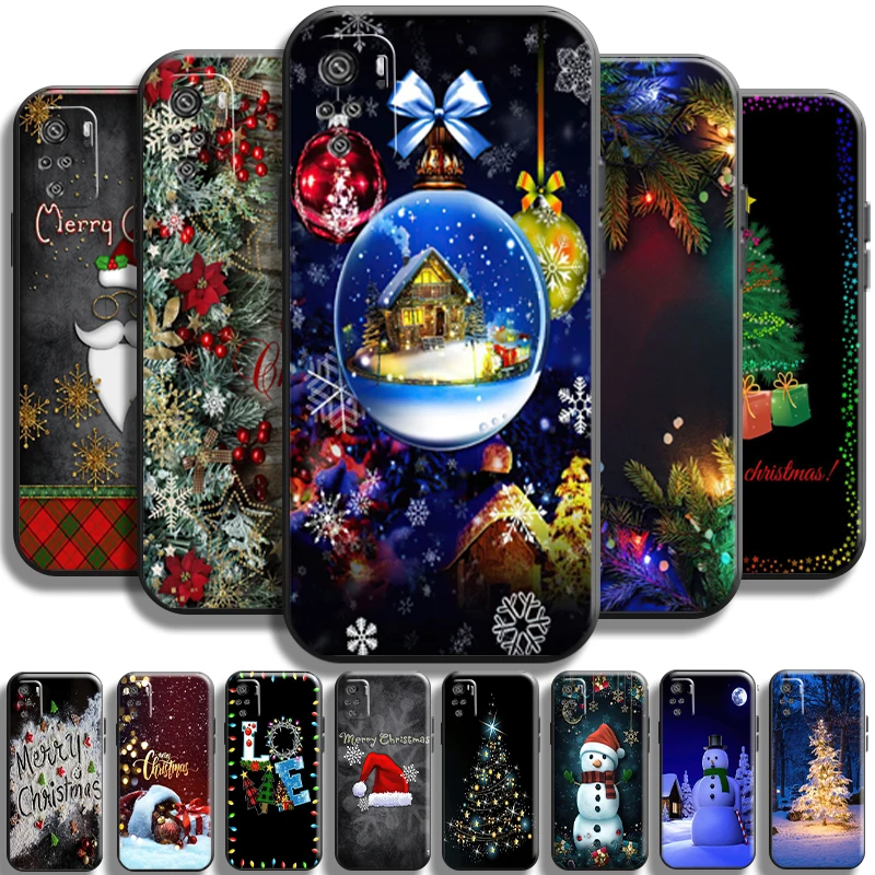 

Santa Claus Christmas Tree For Xiaomi Redmi Note 11 11T 11S 10 10S 10T Pro Phone Case Black Coque Cover Funda Soft Carcasa