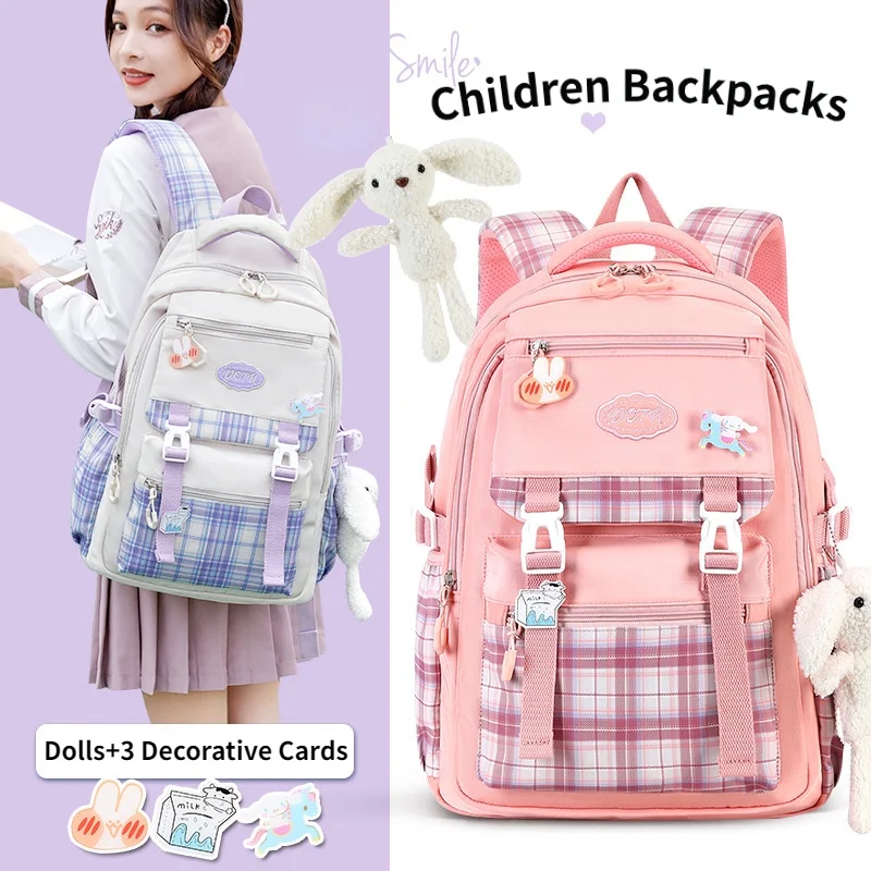 6-14 Years Old Children Girls Princess Sweet Large Fashion Backpacks New College Students School Tutorial Bags with Pendant Hot