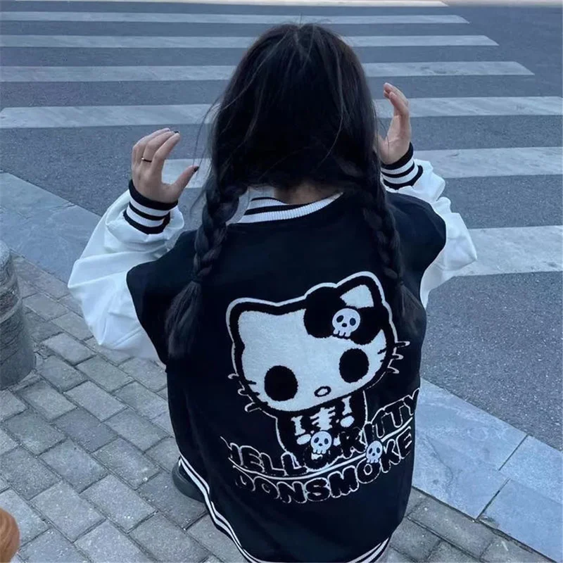 

Anime Clothes Oversize Tops Vintage Hoodie Cute Sweatshirt Female Harajuku Streetwear Zipped Jacket Women Black Jackets Pullover
