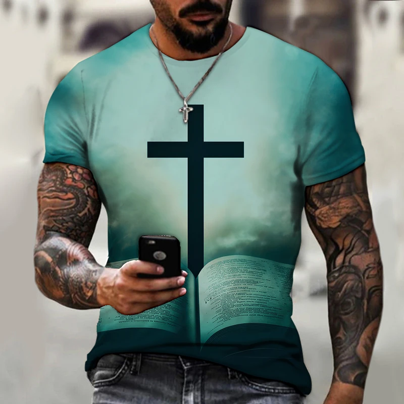 

God Religion Christ Jesus T Shirt 3D Printed Men's Harajuku Style Hip Hop Short Sleeve Streetwear Fashion Sweatshirt