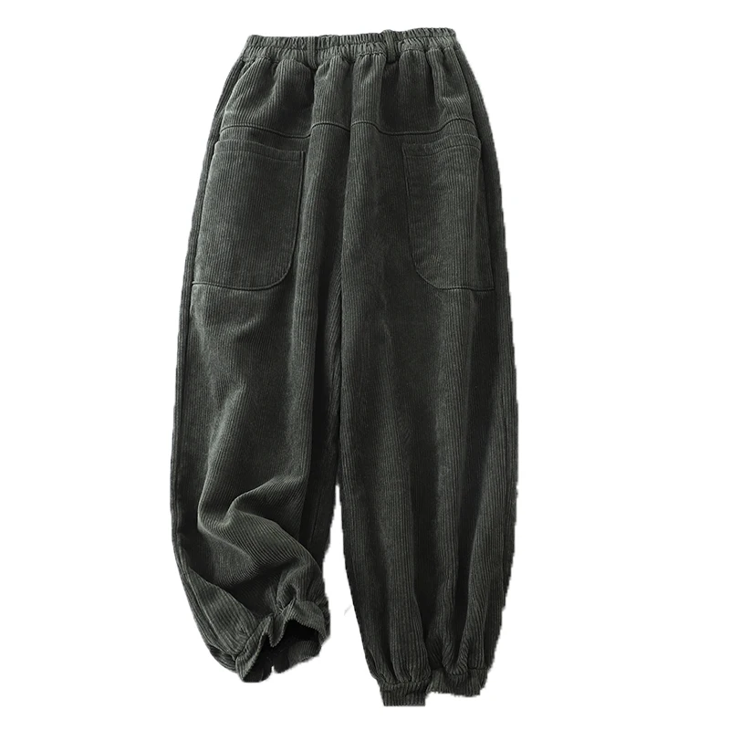 Вельветовые повседневные брюки 2023 с высокой талией Осень-зима Модные женские