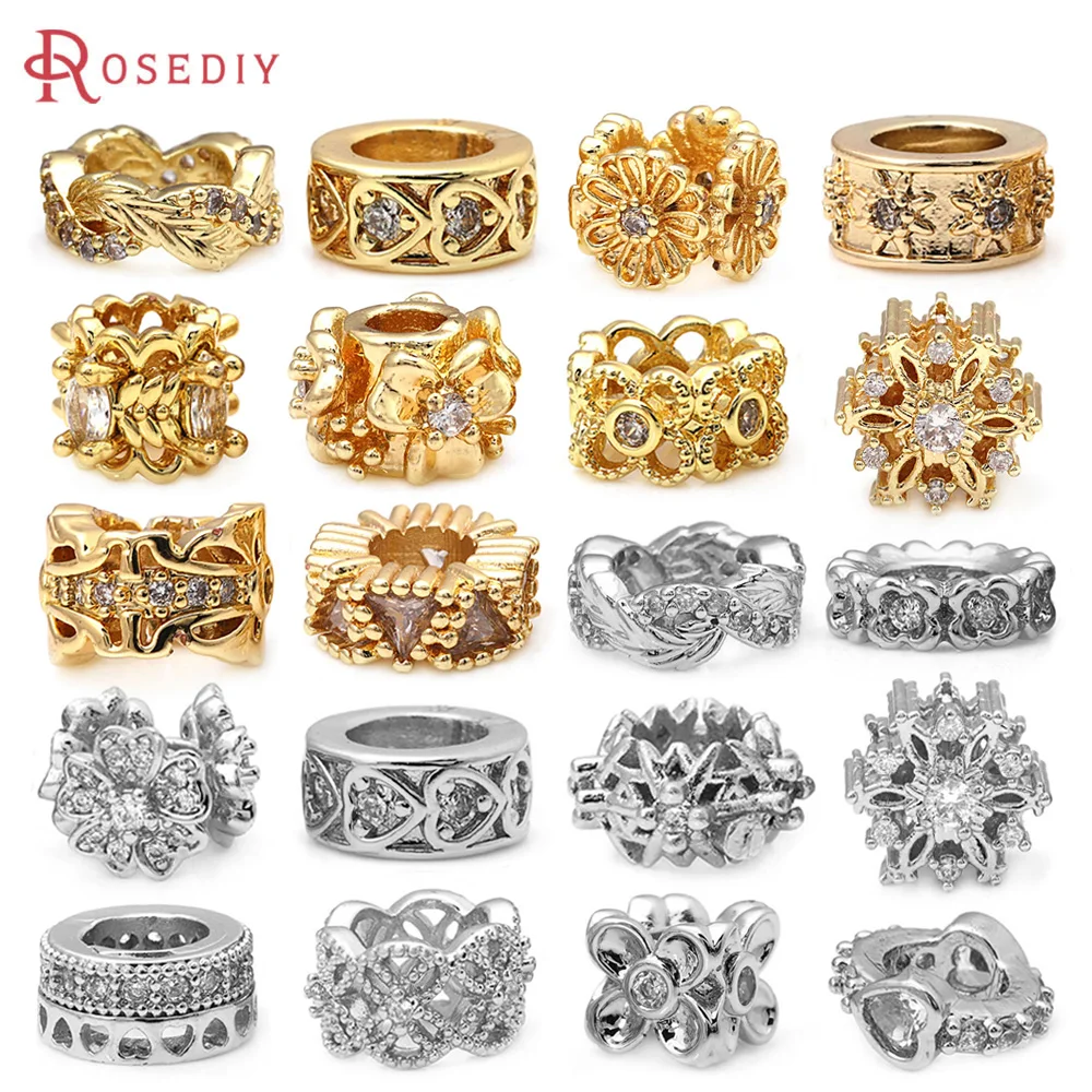 Бусины Rosediy золотого цвета из латуни с цирконом