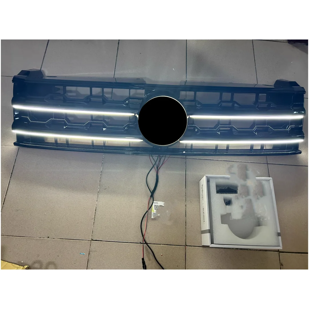 

Передний бампер, решетка с подсветкой для Volkswagen Atlas Teramont 17-20, модифицированная решетка белого света, сетка для маски, радиатор, автомобильные аксессуары