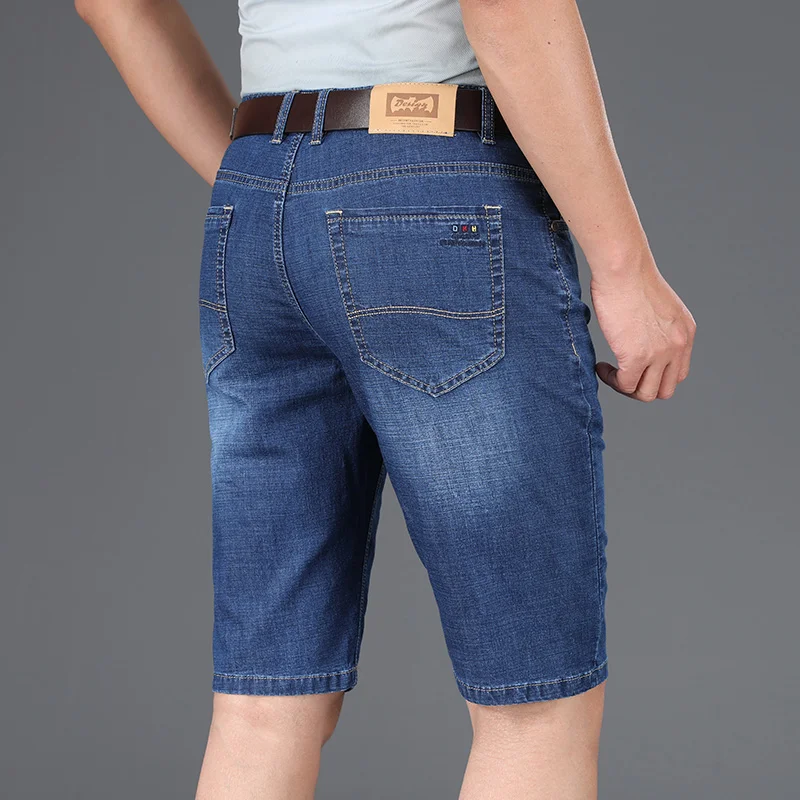 

Classic Style Summer Men's Lightweight Breathable Short Jeans Business Casual Blue Stretch Denim Shorts Male Brand Clothes