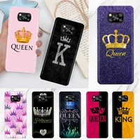 queen king crown case coque for xiaomi poco x3 pro f3 m3 f1 x3 nfc m2 mi 11 lite 5g 11 ultra note 10 pro 9t 10t cover funda capa