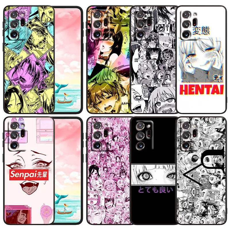

Ahegao Manga Girl Art Phone Case For Samsung Note 20 10 9 Ultra Lite Plus F23 M52 M21 M33 A70 A20 A10 A8 A03 j7 j6 Black