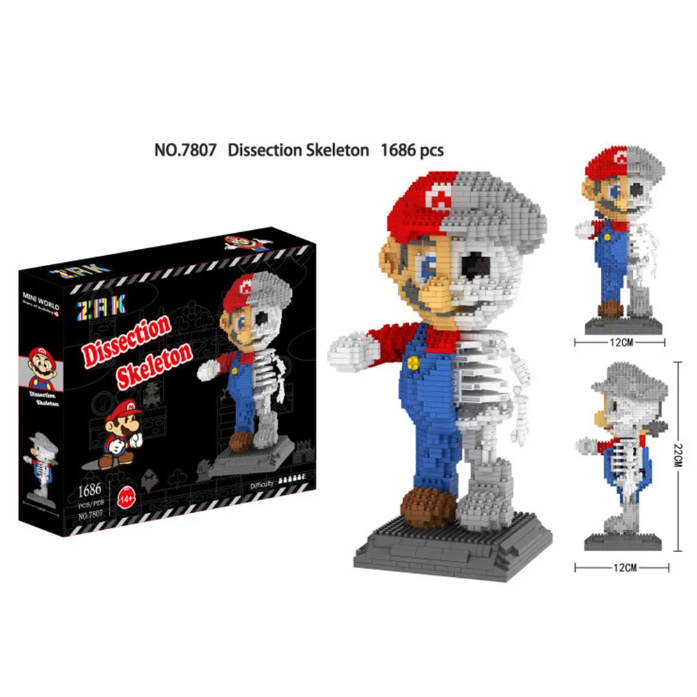 

Super Mario Skeleton Building Blocks Kits Toys Diamond Block Anime Figure Kids Toys for Children Mini Action Figure Bricks