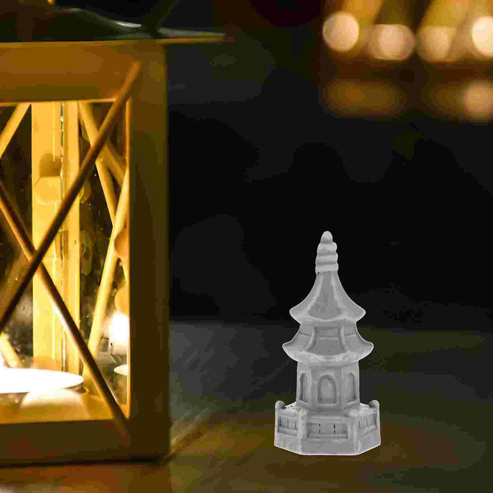 

10 Pcs Retro Pagoda Adorn Tiny Pavilion Model Unique Metal Building Resin Decoration Simulation