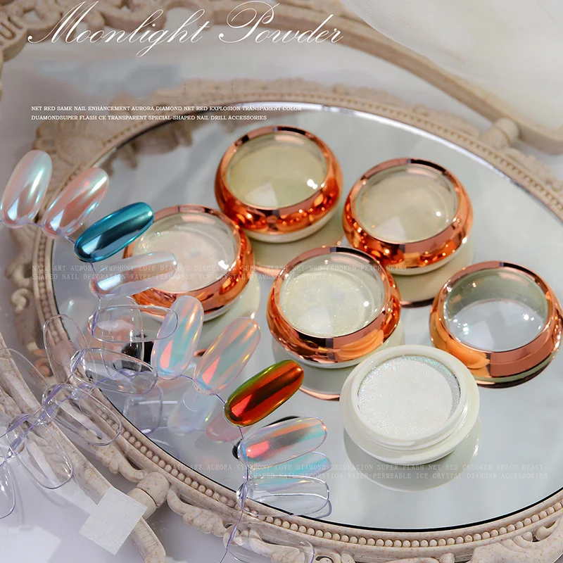 

Хромовый пигмент, твердая Пыль для ногтей Aurora Nail Glitter Moonlight Nail Powder Ice прозрачный Голографический лазерный дизайн ногтей