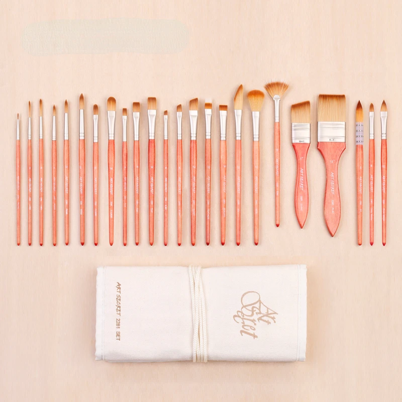 

24PCS Art Set Watercolor Brushes Artistic With Pencil Case For Acrylic And Oil Painting Drawing