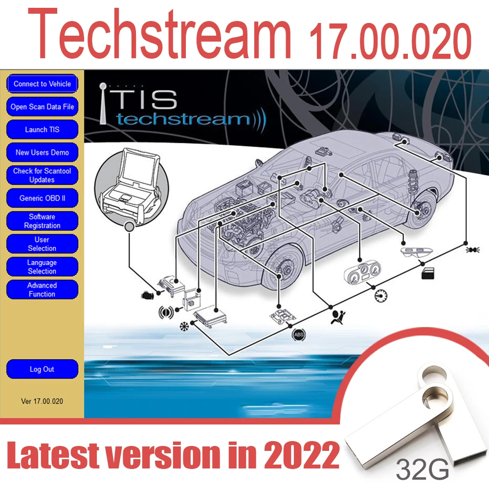 2022 Новинка 17.00.020 мини vci Techstream сканирующее программное обеспечение для VCI OTC