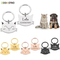 personalized pet id tags cute cat face collar accessories name tags id collar pendant customized free engraved anti lost tag