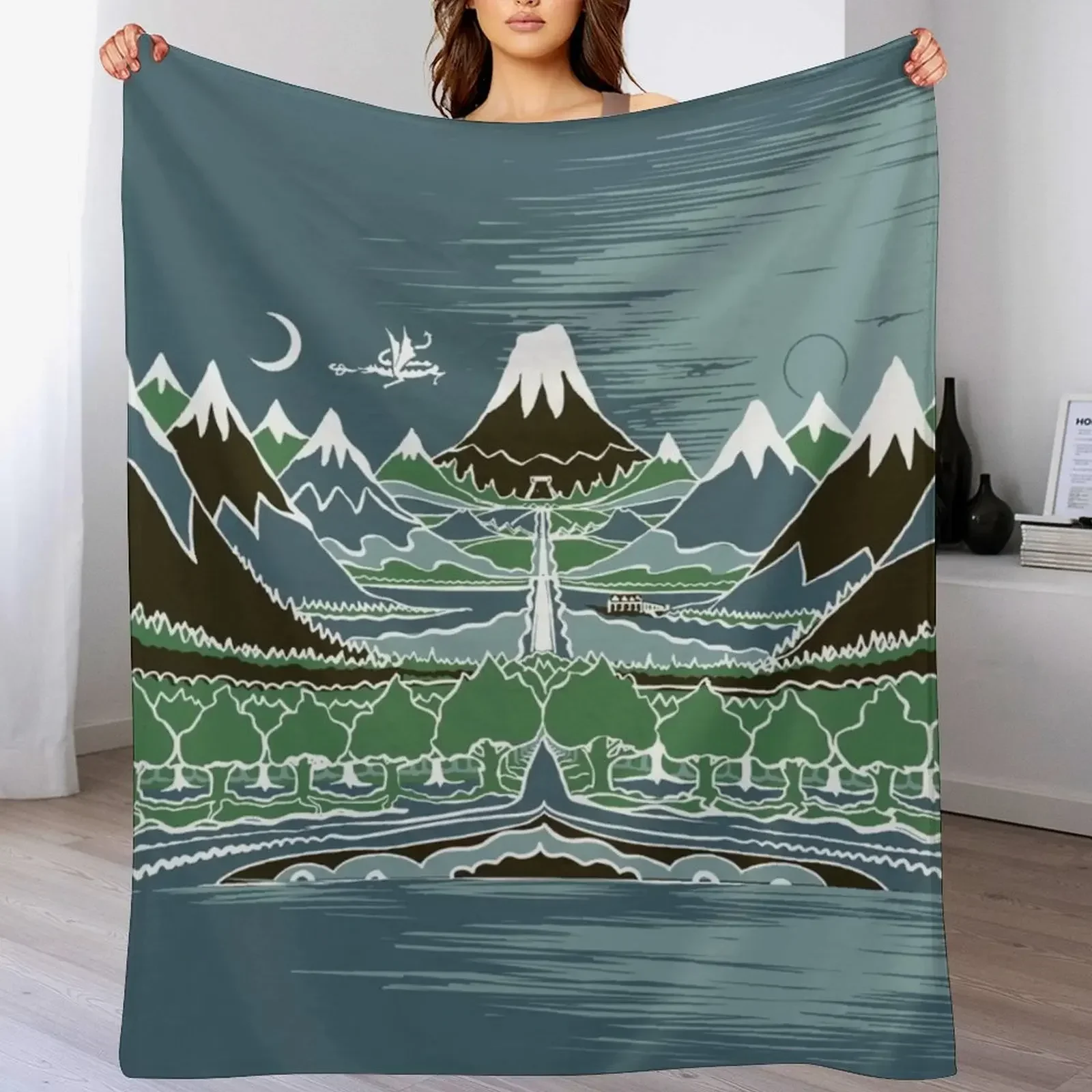 Полуночный лес горная дорожка в стиле J.R.R.Tolkien пледы многофункциональные