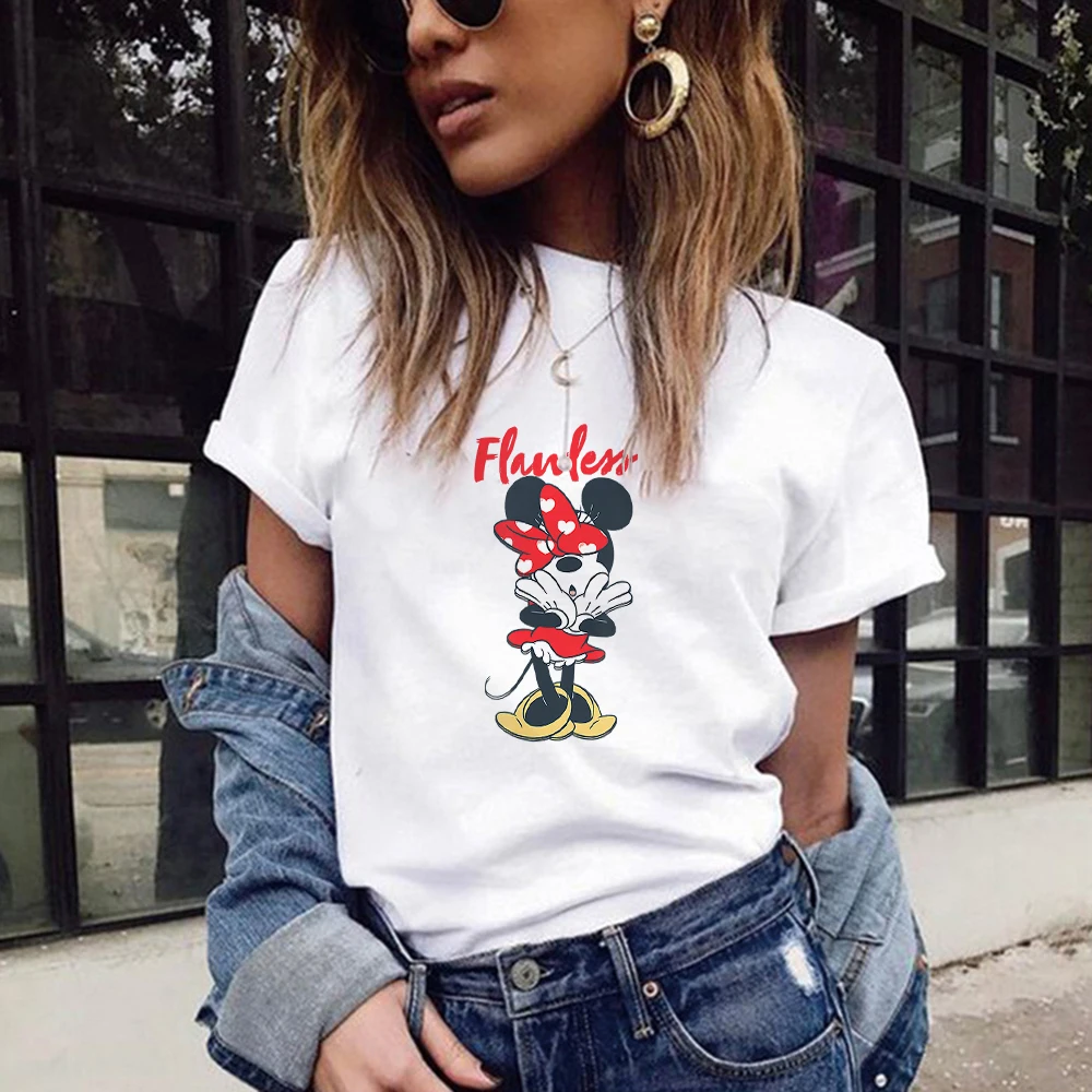 

Minnie Mouse Creativity Disney Cartoon Women T Shirt Exquisite Summer New Short Sleeve O Neck Female T-Shirt Outdoor Popular Tee