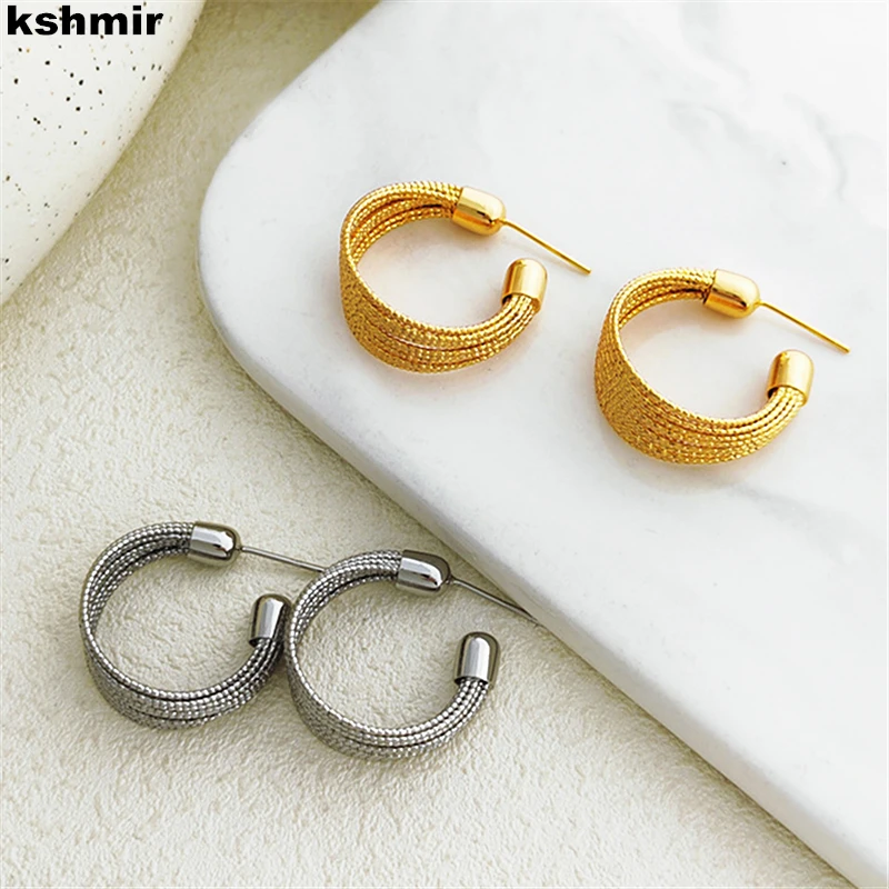 

kshmir 2022 New C-word multi-layer metal earrings Simple exaggerated cool style earring earrings Jewelry accessories gift