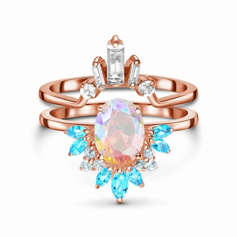 AsinLove Luxury Rose Gold Shining  Zircon Crown Gemstone Rings for Women Real 925 Sterling Silver Ring Wedding Fine Jewelry 2022