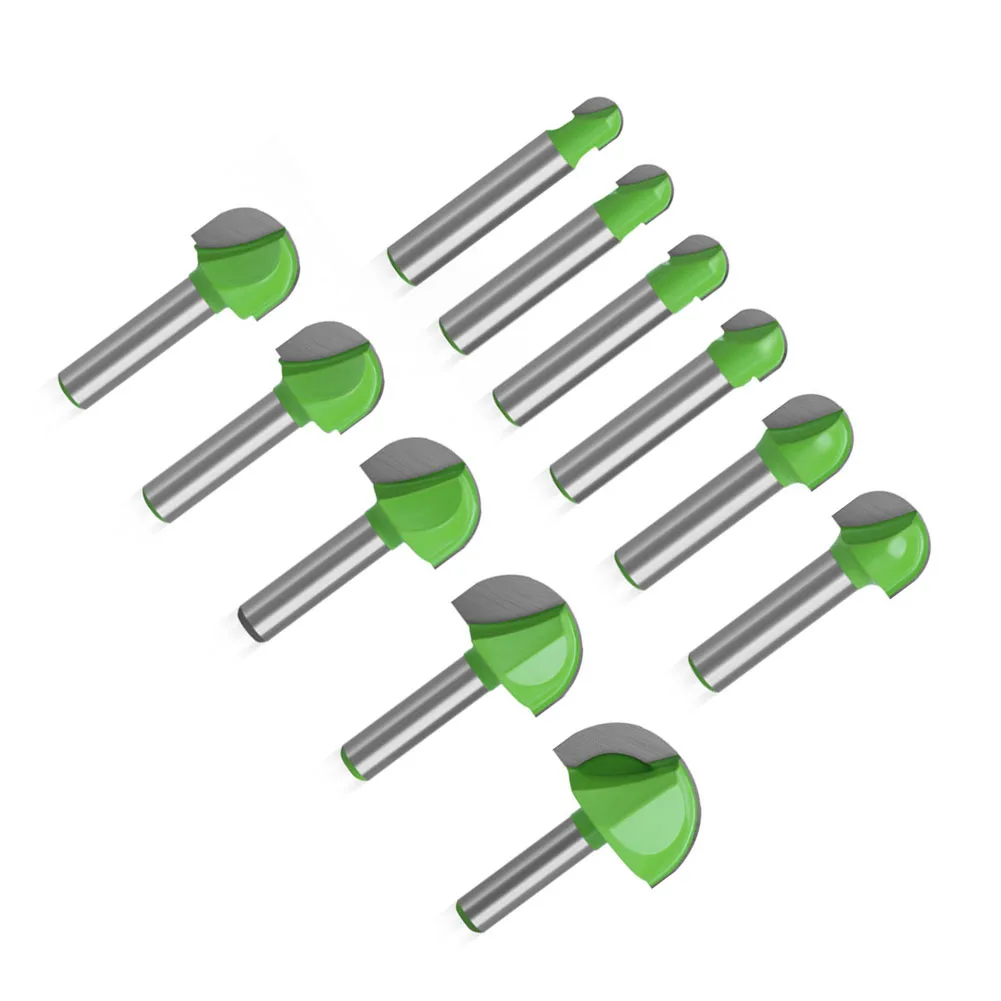 

11pc Ball Nose End Mill Cutter 8mm Shank Round Nose Cove Milling Bit Radius 6-32mm Router Bit For Woodworking Edge Trimming Tool