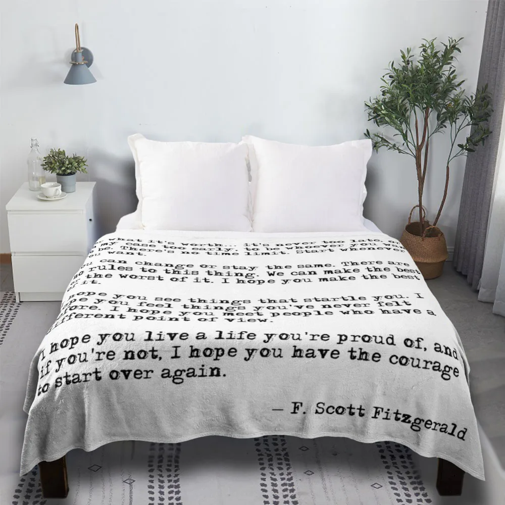 

For What It'S Worth - F Scott Fitzgerald Quote Thin Wadding Fur Twin Fleece Vintage Sofa Luxury For Sofa Throw Blanket