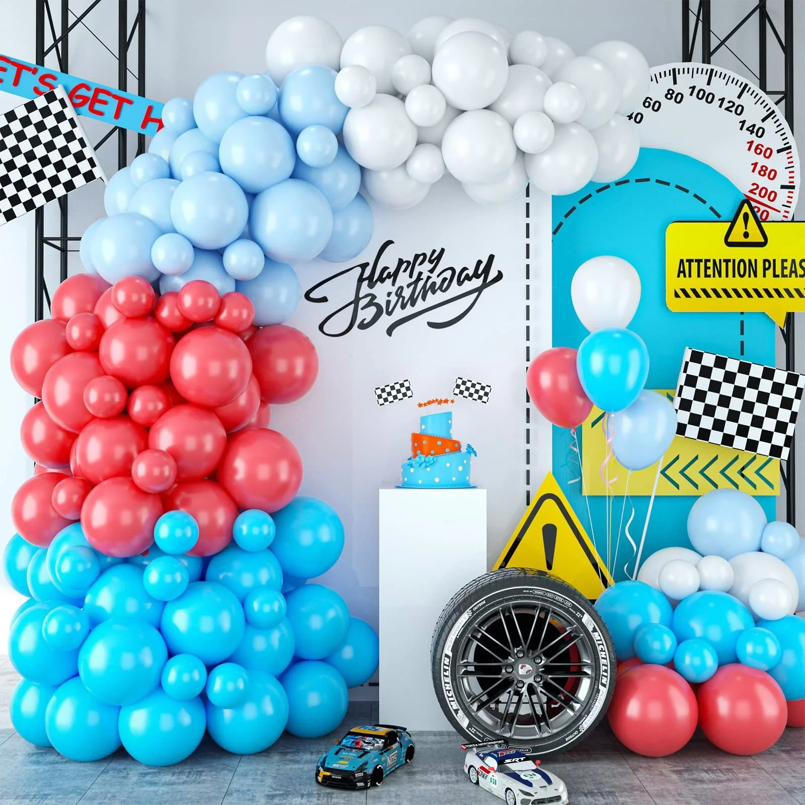 

106 шт., набор воздушных шаров-макарон, красного, синего, белого цветов