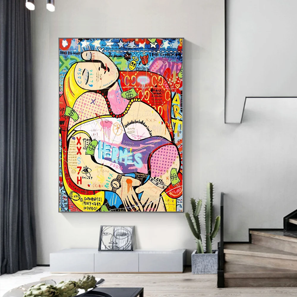 Уличный граффити Пикассо абстрактная женщина Настенный декор художественный