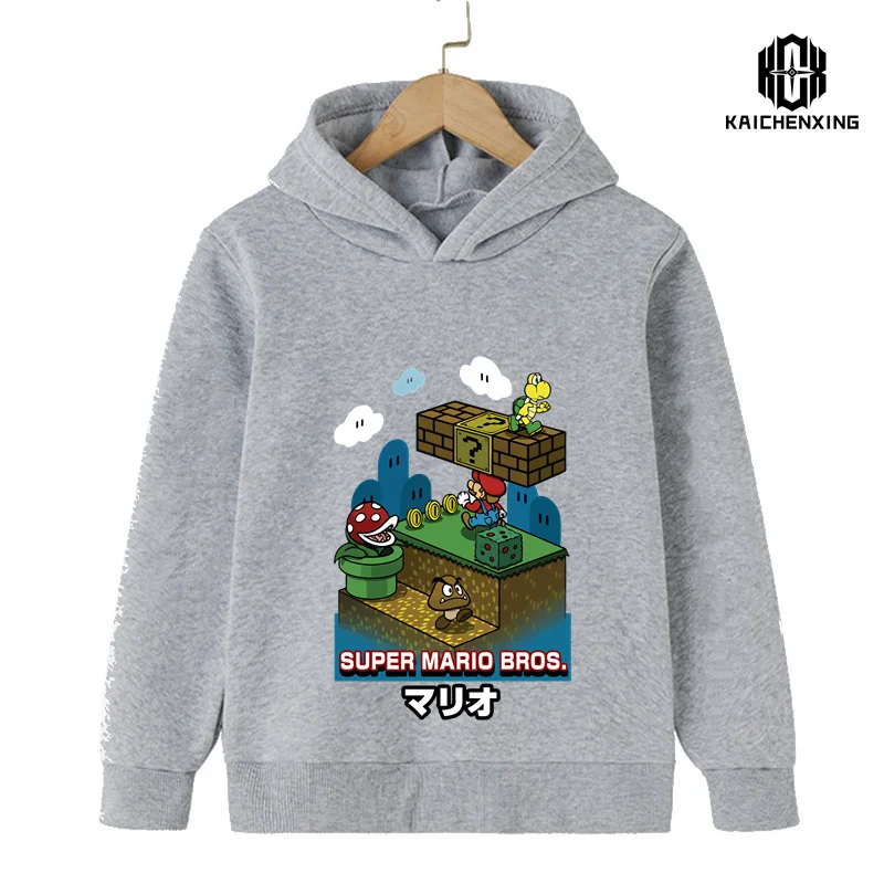 

Cartoon Super Mario Top Hoodie Casual Fall Teen Children's Clothes Boy Hoodie Top 3-15 Years Children's Long Sleeved Sweatshirt