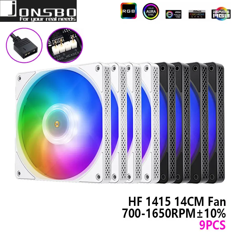 

JONSBO HF1415 140mm 700-1650rpm Thin CPU Cooler Fan 5V 3PIN ARGB Computer Case Cooling Fan FDB bearing Silent Radiator Fans