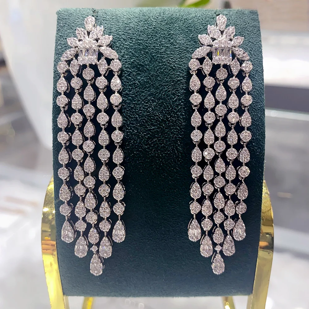 Женские длинные серьги-подвески GODKI модные роскошные серьги с кубическим