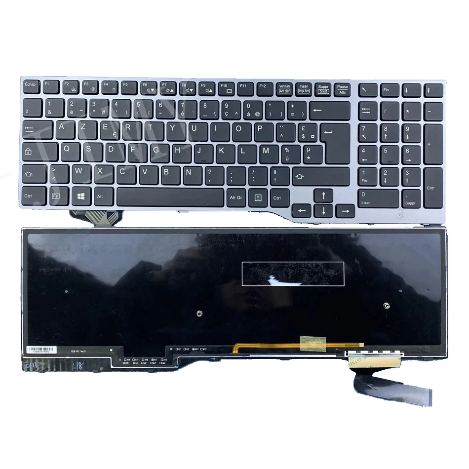 

French Azerty Backlit Laptop Keyboard for Fujistu E754 Lifebook E557 E753 E756 E554 E556 Silver Frame FR Layout