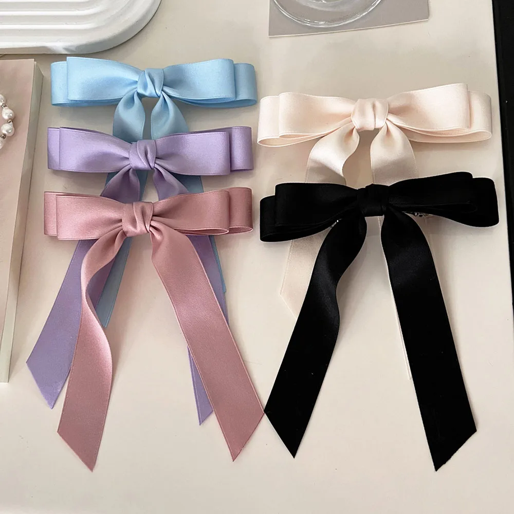 Двухслойный бант для волос с кисточкой модный стиль заколки хвоста однотонный