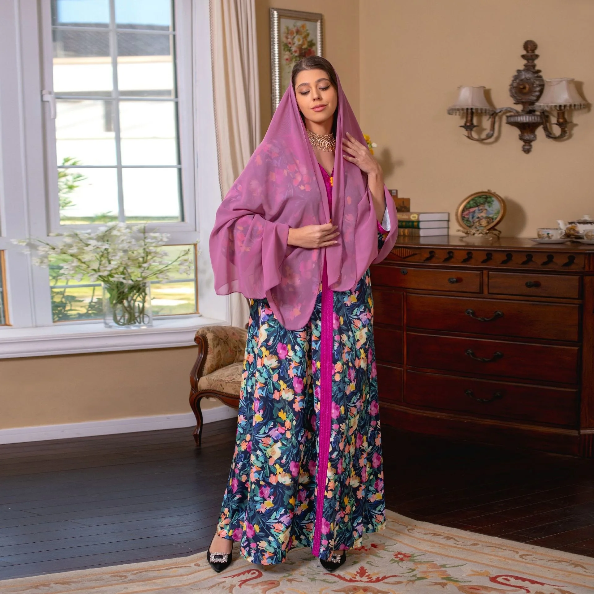 Abaya For Women Dubai Turkey 2023 New Women Robe Moroccan Caftan Kaftan Clothing Gurban Festival Arab Abaya Printing Female