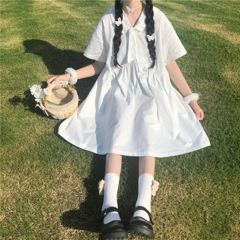 

Белое мини-платье с бантом на шее для женщин, летнее платье для девочек, милые платья, пляжные вечерние женские платья, хлопковые платья 2022