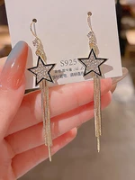 vintage gold color bar long thread tassel stars drop earrings for women glossy arc geometric latest 2022 fashion jewelry hanging