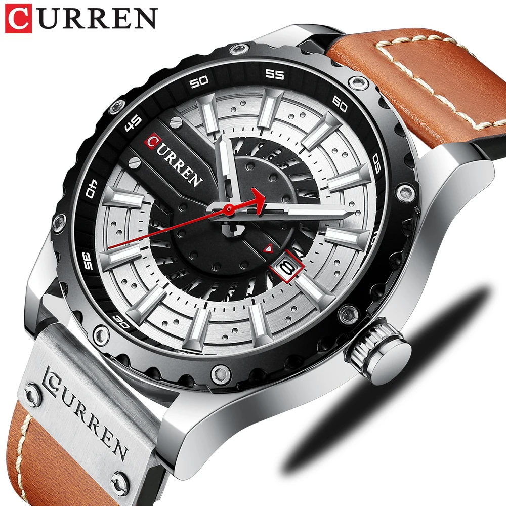 

NEW CURREN Watches for Men Fashion Creative Business Quartz Watch with Leather Male Clocks Relogio Masculino 2021