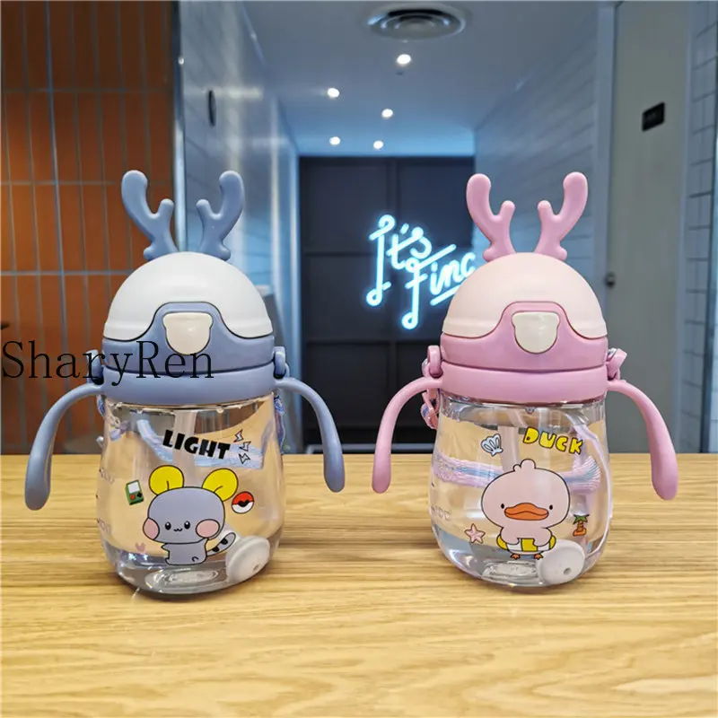 Sippy Cup for Toddlers Cartoon Animal Deer Children's Straw 