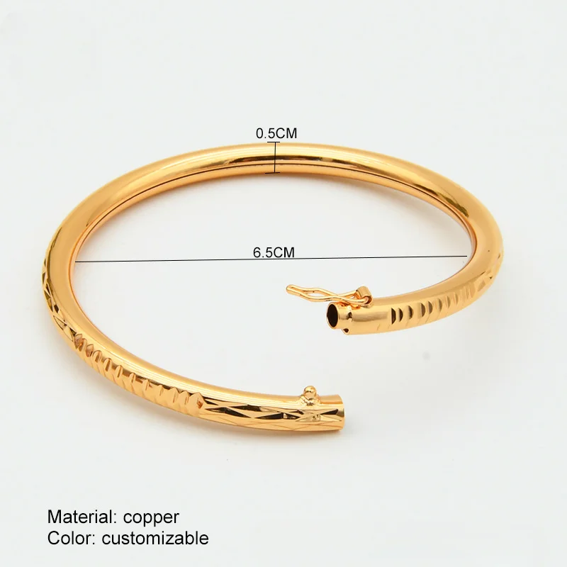 Luxury Middle East Dubai Bride 24K Imitation Gold Bracelet Ethiopia India Women's Wedding Bangle Jewelry Wholesale