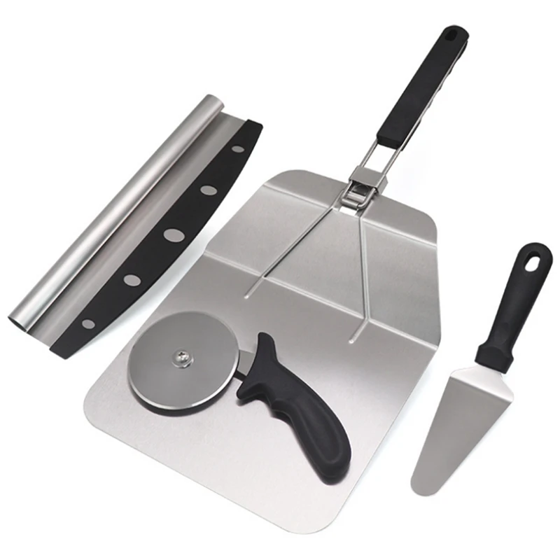 

Household Pizza Wheel Knife With Handle Stainless Steel Baking Pizza Shovel Set Large Pizza Transfer