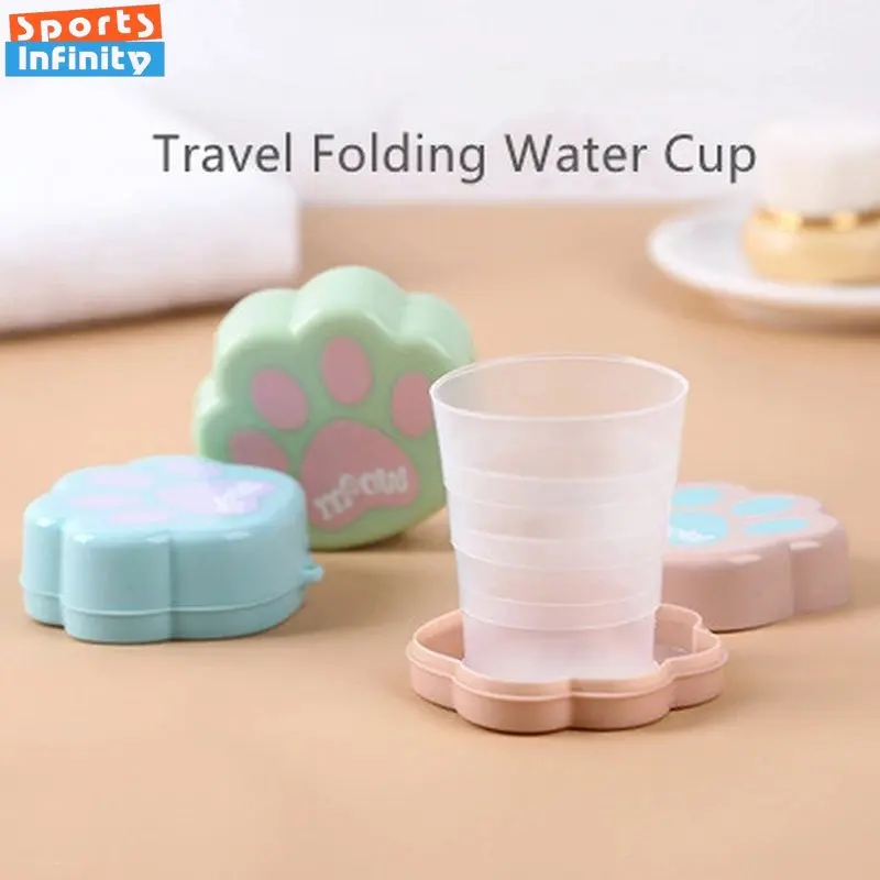 

1pcs Cat Claw Folding Water Cup Portable Telescopic Cup with Lid Rope Creative Cute Outdoor Foldable Mug Bottle Travel Drinkware