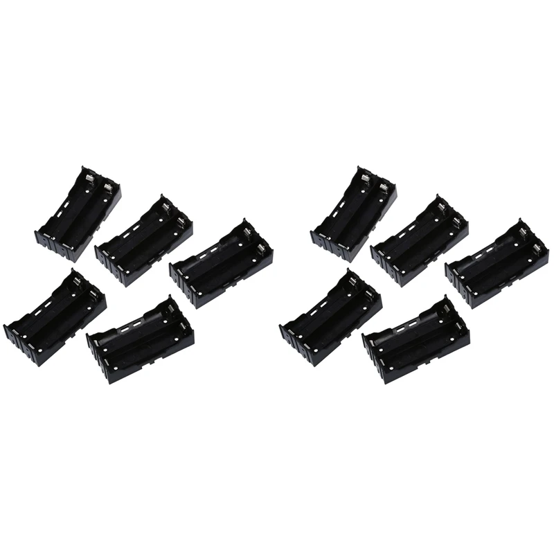 

10 Pcs Black Plastic 2 X 3.7V 18650 Batteries 4 Pin Battery Holder Case