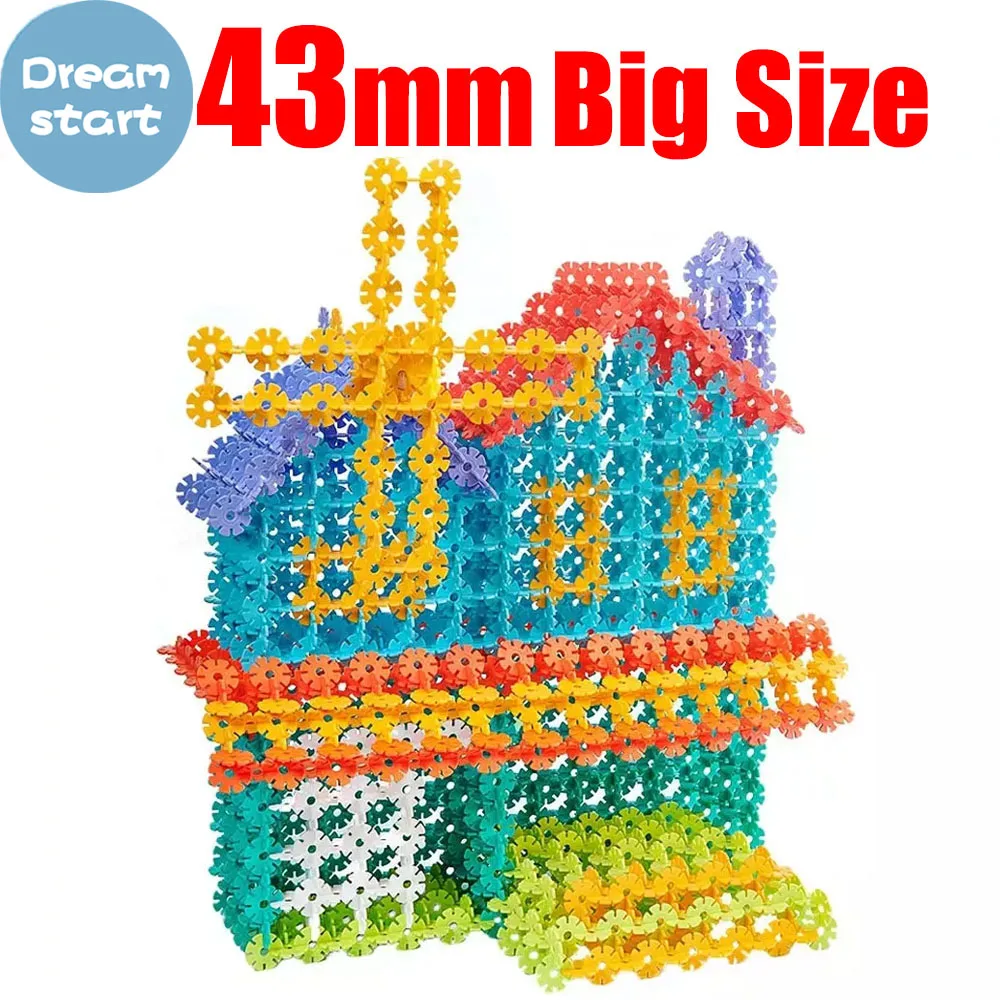 

100pcs/lot Big Size Plastic Snowflake Building Blocks for Kids Construction Toys 3D Puzzle Kindergarten Baby Assembly Toy Game