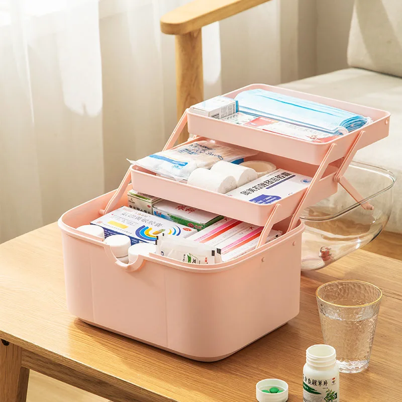 

Multilayer Folding Family Medicine Box Outdoor Emergency Medicine Storage Box Divided Compartments Portable Large Medicine Box