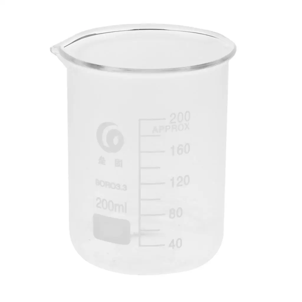 

Лабораторный стеклянный стакан мерный из боросиликата с одной шкалой 200 мл